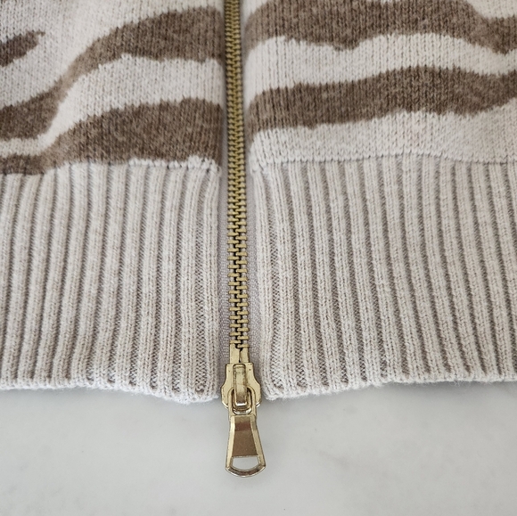 New‎ Varley Anthropologie zip up zebra striped cardigan sweater - Picture 8 of 16